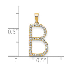 14K Diamond Letter B Initial Pendant - 2