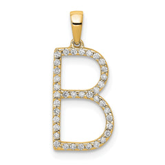 14K Diamond Letter B Initial Pendant - 2
