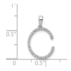 14K White Gold Diamond Letter C Initial Pendant - 2