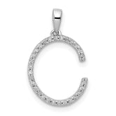 14K White Gold Diamond Letter C Initial Pendant - 2