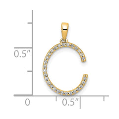 14K Diamond Letter C Initial Pendant - 2
