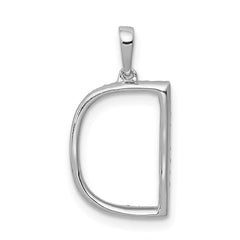 14K White Gold Diamond Letter D Initial Pendant