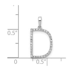 14K White Gold Diamond Letter D Initial Pendant