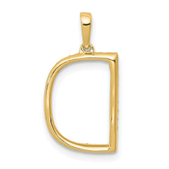14K Diamond Letter D Initial Pendant - 2