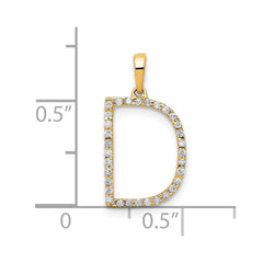 14K Diamond Letter D Initial Pendant - 2