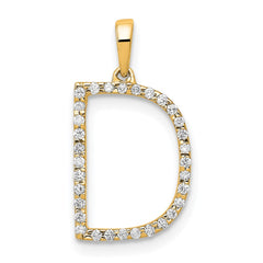 14K Diamond Letter D Initial Pendant - 2