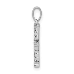 14K White Gold Diamond Letter E Initial Pendant - 5