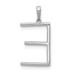14K White Gold Diamond Letter E Initial Pendant - 5