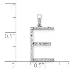 14K White Gold Diamond Letter E Initial Pendant - 5