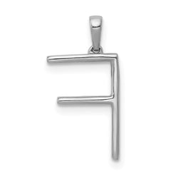 14K White Gold Diamond Letter F Initial Pendant - 3