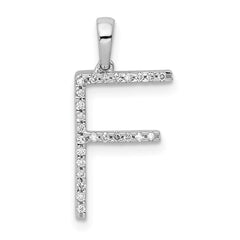 14K White Gold Diamond Letter F Initial Pendant - 3