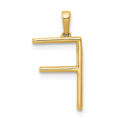 14K Diamond Letter F Initial Pendant - 2