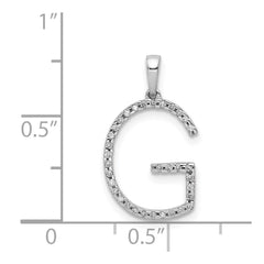 14K White Gold Diamond Letter G Initial Pendant