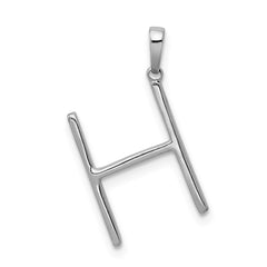 14K White Gold Diamond Letter H Initial Pendant