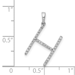14K White Gold Diamond Letter H Initial Pendant