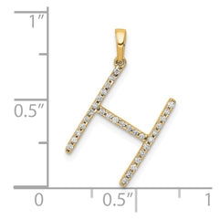 14K Diamond Letter H Initial Pendant - 2