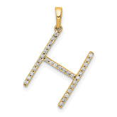 14K Diamond Letter H Initial Pendant - 2