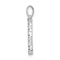 14K White Gold Diamond Letter I Initial Pendant - 4