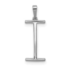 14K White Gold Diamond Letter I Initial Pendant - 4