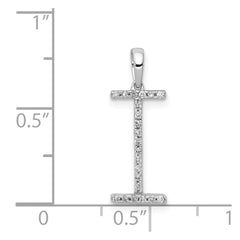 14K White Gold Diamond Letter I Initial Pendant - 4