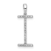 14K White Gold Diamond Letter I Initial Pendant - 4