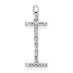 14K White Gold Diamond Letter I Initial Pendant - 4