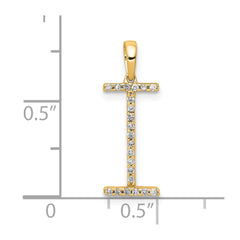 14K Diamond Letter I Initial Pendant