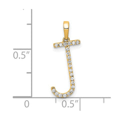14K Diamond Letter J Initial Pendant - 2
