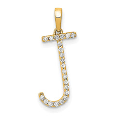 14K Diamond Letter J Initial Pendant - 2