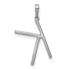 14K White Gold Diamond Letter K Initial Pendant - 4