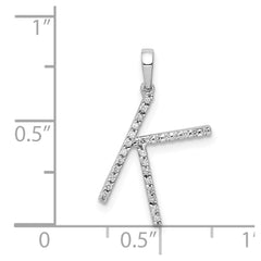 14K White Gold Diamond Letter K Initial Pendant - 4