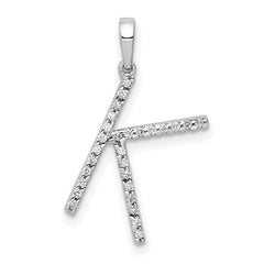 14K White Gold Diamond Letter K Initial Pendant - 4