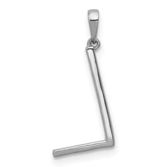 14K White Gold Diamond Letter L Initial Pendant - 2