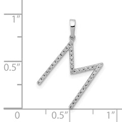 14K White Gold Diamond Letter M Initial Pendant
