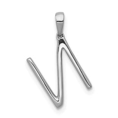14K White Gold Diamond Letter N Initial Pendant
