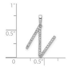 14K White Gold Diamond Letter N Initial Pendant