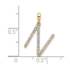 14K Diamond Letter N Initial Pendant