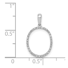 14K White Gold Diamond Letter O Initial Pendant - 2