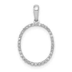 14K White Gold Diamond Letter O Initial Pendant - 2