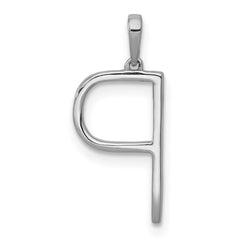 14K White Gold Diamond Letter P Initial Pendant - 4