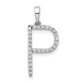 14K White Gold Diamond Letter P Initial Pendant - 4