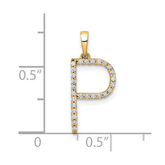 14K Diamond Letter P Initial Pendant