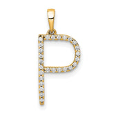 14K Diamond Letter P Initial Pendant
