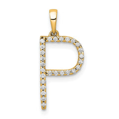 14K Diamond Letter P Initial Pendant