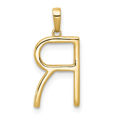 14K Diamond Letter R Initial Pendant - 2