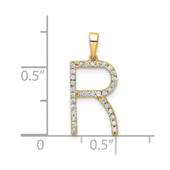 14K Diamond Letter R Initial Pendant - 2