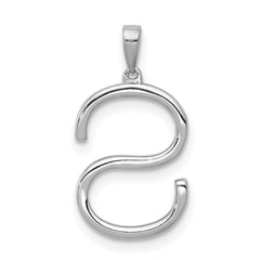 14K White Gold Diamond Letter S Initial Pendant