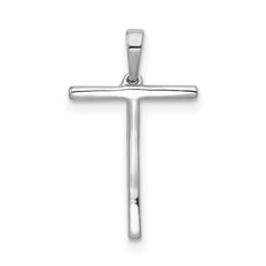 14K White Gold Diamond Letter T Initial Pendant - 4