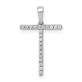 14K White Gold Diamond Letter T Initial Pendant - 4