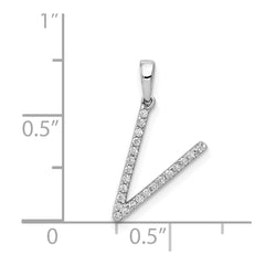 14K White Gold Diamond Letter V Initial Pendant - 2